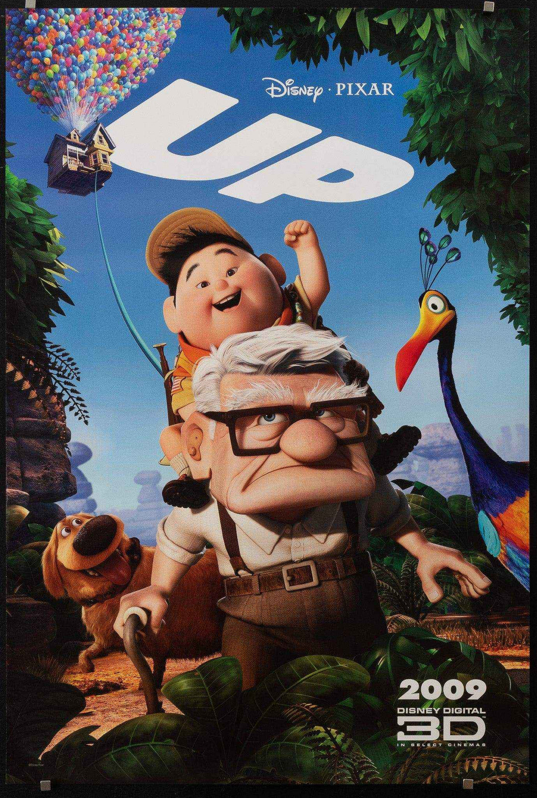 Promotional poster for Disney Pixar's 'Up' featuring main characters and balloons. Don Fullilove is the voice of Nurse